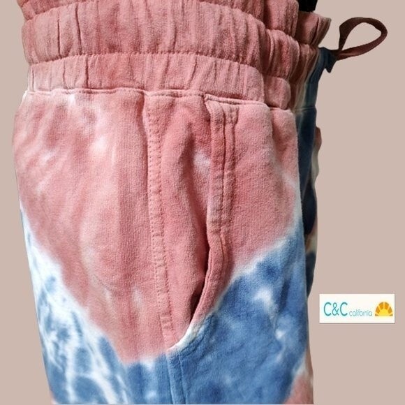 C&C California NEW INDIGO BLUE Dopamine Tie Dye Drawstring Elastic Sweat Short M - Picture 4 of 12